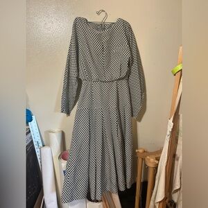 Elegant Black and White Polka Dot Dress